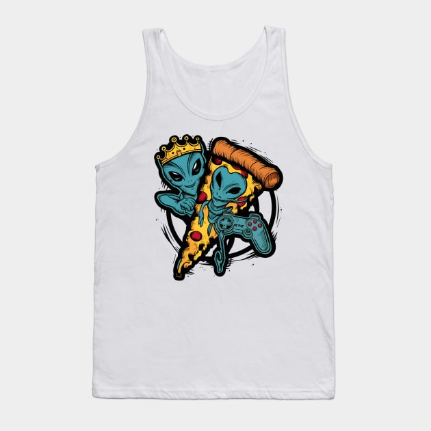 Alien Pizza Tank Top by Inktopolis